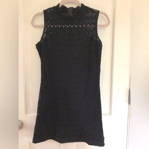 Vintage 90s Y2K Rampage Black Crochet Sleeveless Mini Dress Size 11